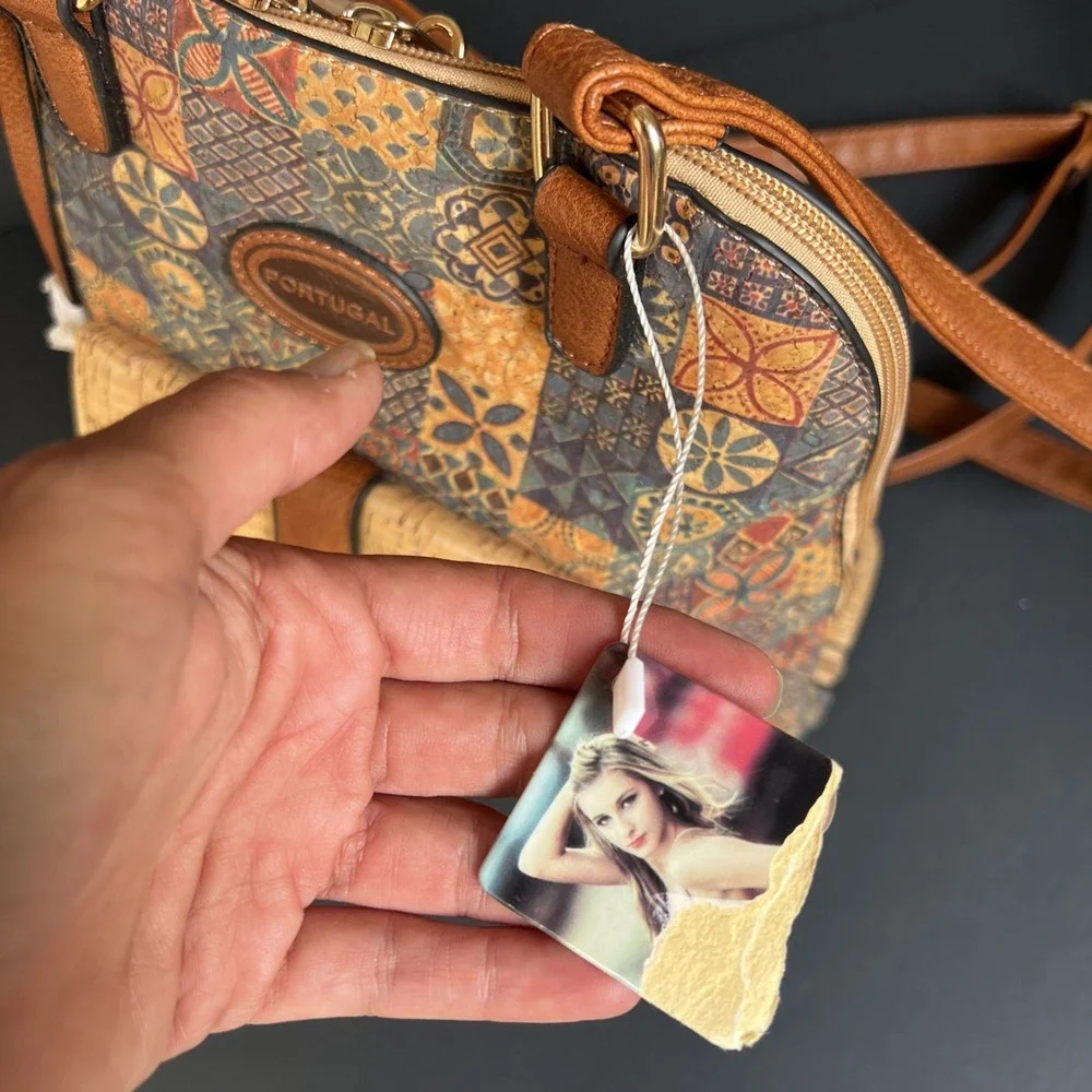 Portugal Cork Backpack Purse NWT Adjustable Straps Vegan Tile Print Boho Bag